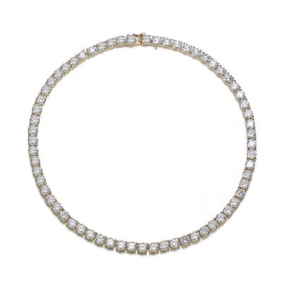 Sterling Silver with 6mm Clear Cubic Zirconia Tennis Necklace