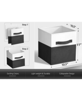 6 Pack 11" Two Tone Foldable Storage Cubes with Handles - Perfect for clothes, toys, books, linens, and more