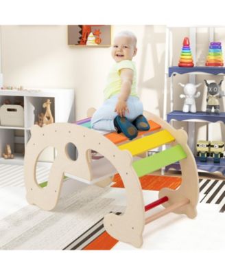 2-in-1 Montessori Rocking Horse and Climbing Arch Toy for Toddlers and Kids