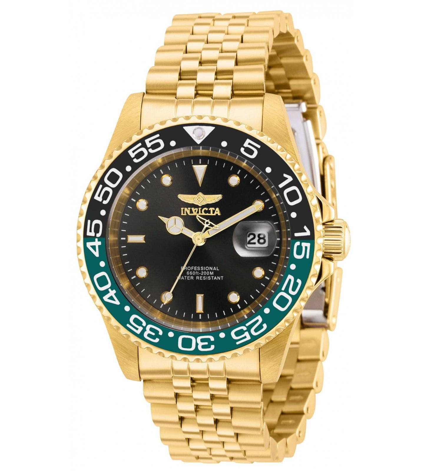 Мужские часы Invicta 36043 Pro Diver Quartz 3 Hand Black Dial, цвет: Золотой — фото 2