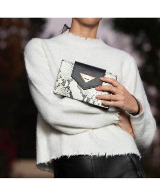 Mini Crossbody Bag Small Leather Snakeskin Black Purse Wristlet Women's Handbag