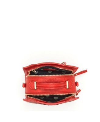 Leather Cat Bag Red Crossbody Purse Women's Handbag with Top Handle and Adjustable Strap