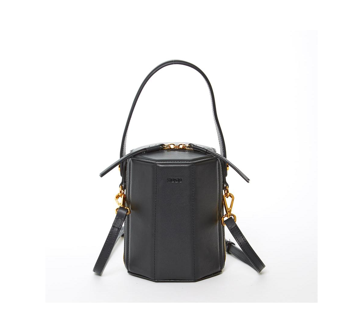 Black Purse Leather Bucket Bag Small Crossbody Purse Women's Handbag