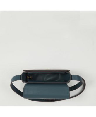Blue Leather Saddle Bag Women s Crossbody Purse with Flap Closure and Adjustable Strap