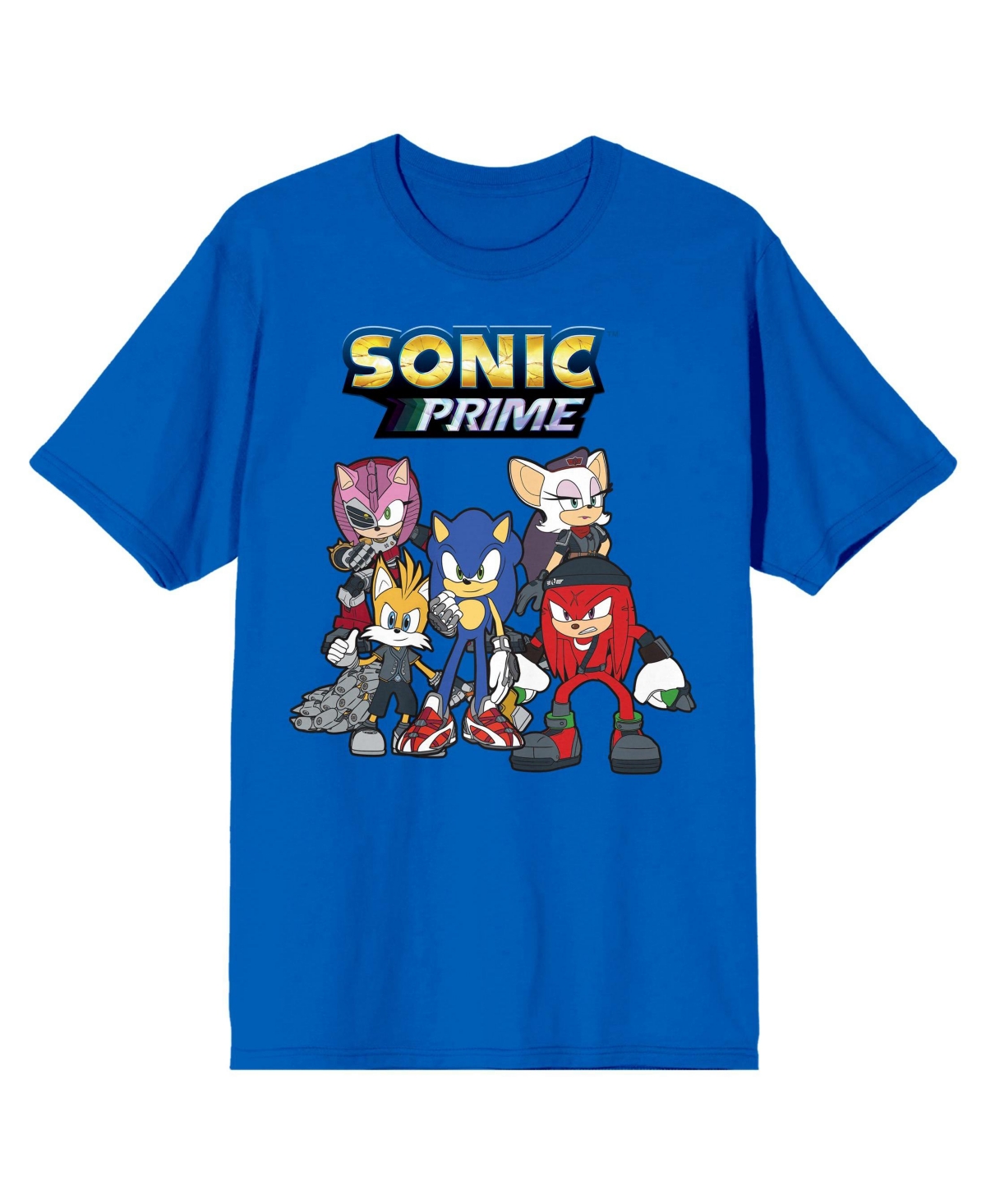 Men's Sonic Prime Group Shot Crew Neck Short Sleeve Royal Blue T-shirt-xl - Blue