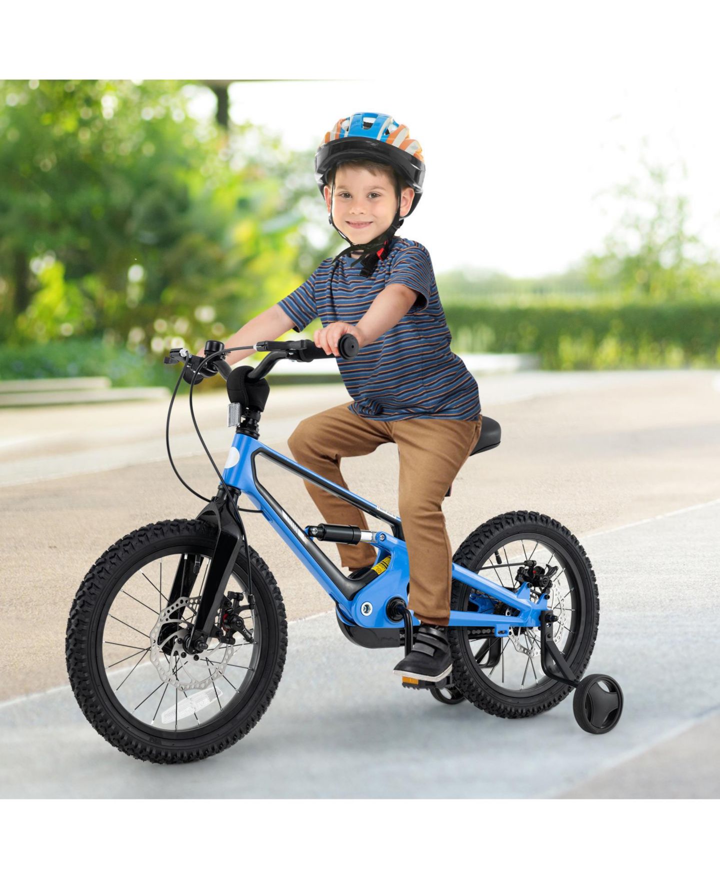 Детская игрушка Slickblue 16" Shock Absorber Adjustable Kids' Bike, от 3 лет, цвет: Синий — фото 2