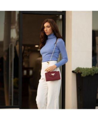 Mini Crossbody Bag Small Leather Burgundy Purse Wristlet Women's Handbag