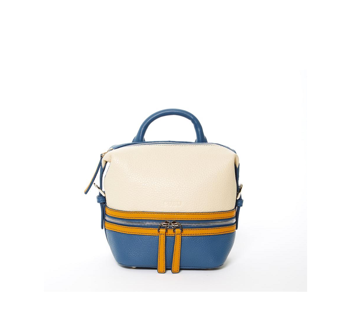 Blue Leather Backpack Purse for Women Convertible Crossbody Bag Medium Size with Front and Back Pockets - White blue
