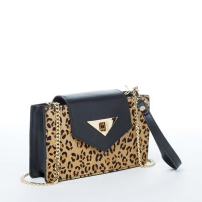 Mini Crossbody Purse Leopard Leather Wristlet Women's Handbag