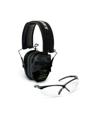 Walker s Razor Slim Electronic Muff (MultiCam Camo Gray) with Glasses (Clear)