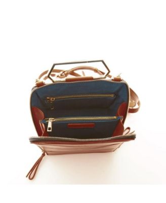 Brown Leather Backpack Purse Women s Convertible Crossbody Bag Modern Geometric Work & Travel Handbag with Top Handle