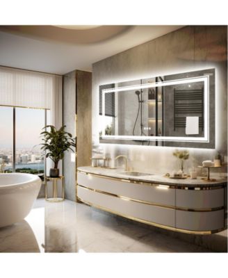 41.3 x 19.7 In Rectangular Led Backlit Illuminated Bathroom Mirror Wall Mounted Makeup Mirror