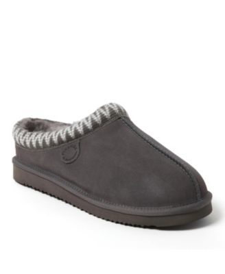 Dearfoams Dearfoams Men's Fireside by Grafton Genuine Shearling Clog Slipper with Embroidery