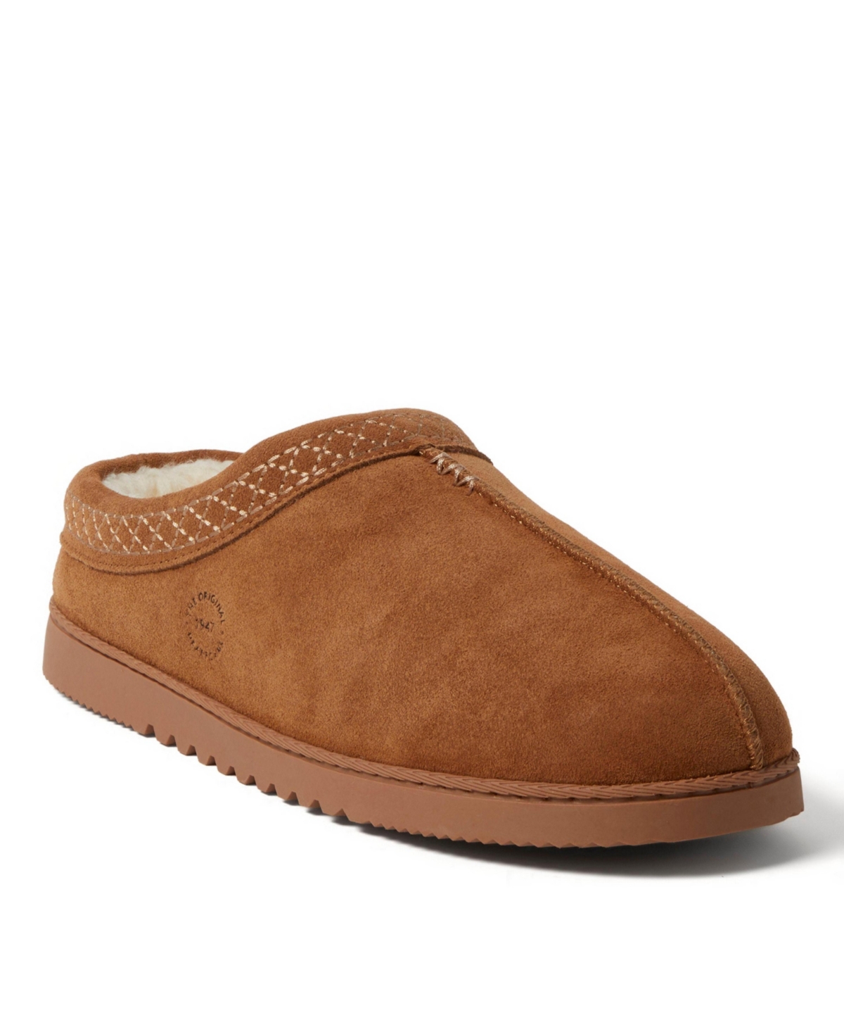 Men's Dean Genuine Suede Clog Slipper with Embroidery - Chestnut