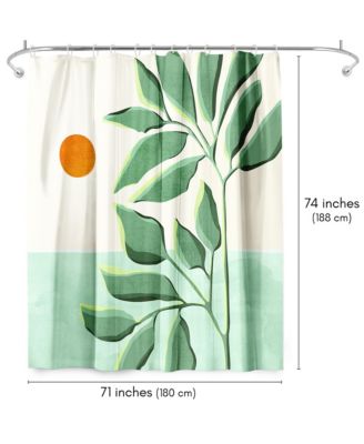 71x74 Tropical Boho Shower Curtain - 100% Polyester - Water-Resistant Bath Curtain