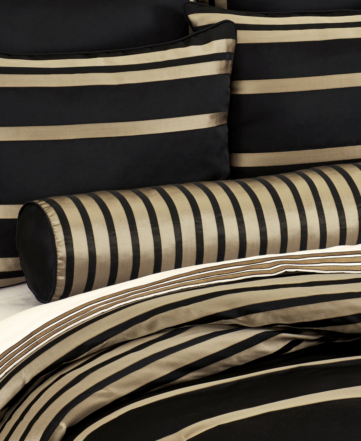 J Queen New York Calvari Bolster Decorative Pillow, 8" X 52" In Black