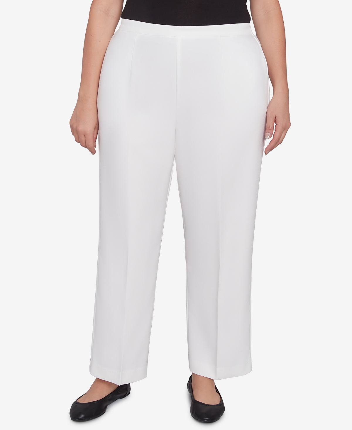 Alfred Dunner Plus Size Copenhagen Soft Heather Microfiber Average Length Pants In Oyster