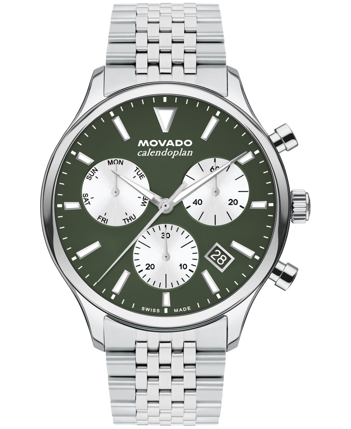 Movado Men's Calendoplan Swiss Quartz Chrono Stainless-steel Watch, 43mm In Silver-tone