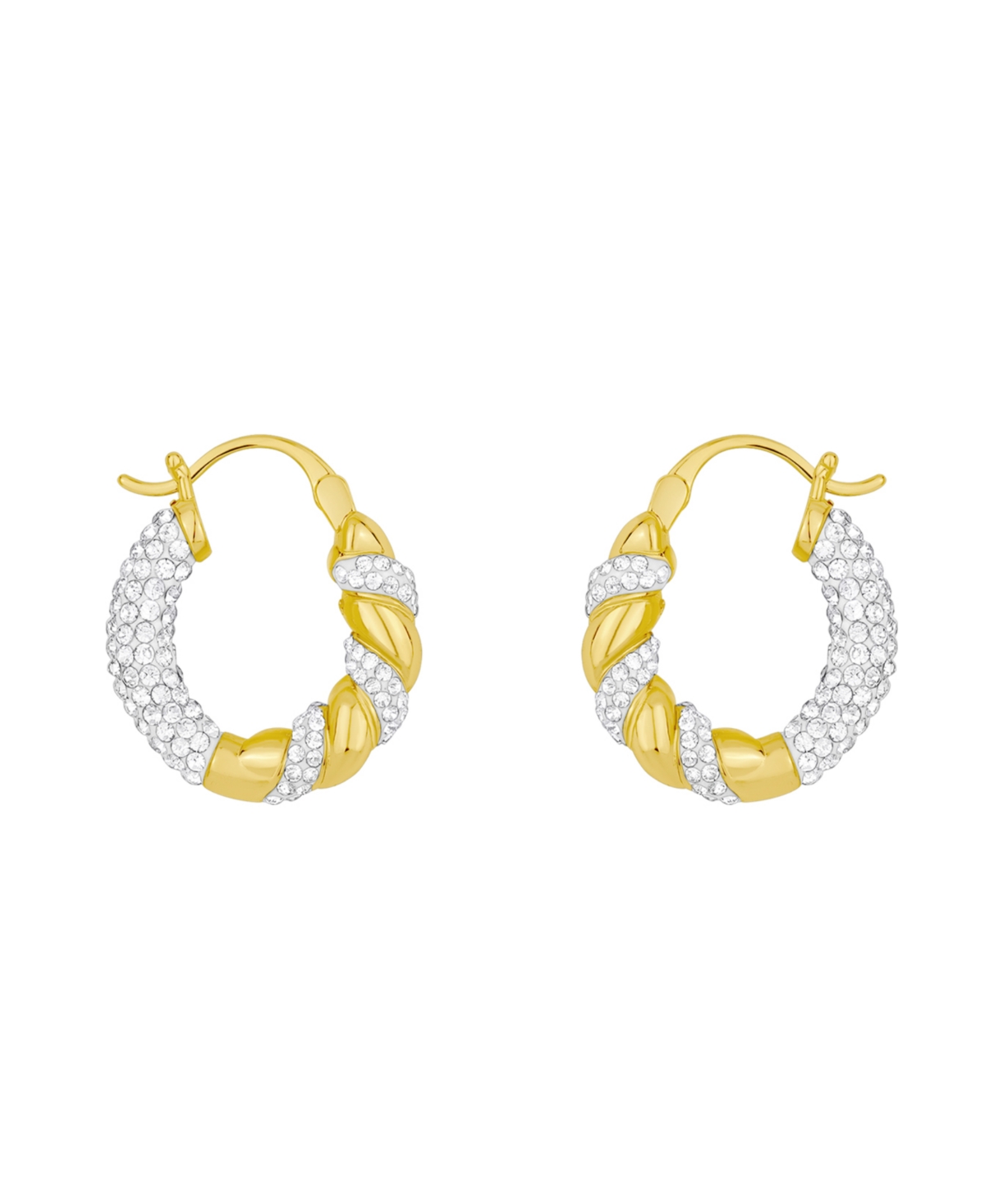 And Now This Clear Crystal Click Top Hoop Earrings In Gold