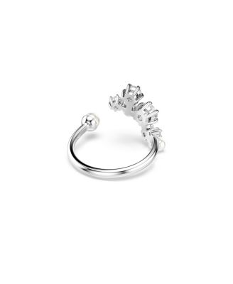 Crystal Cultivated Pearl Round Cuts Statement Ring