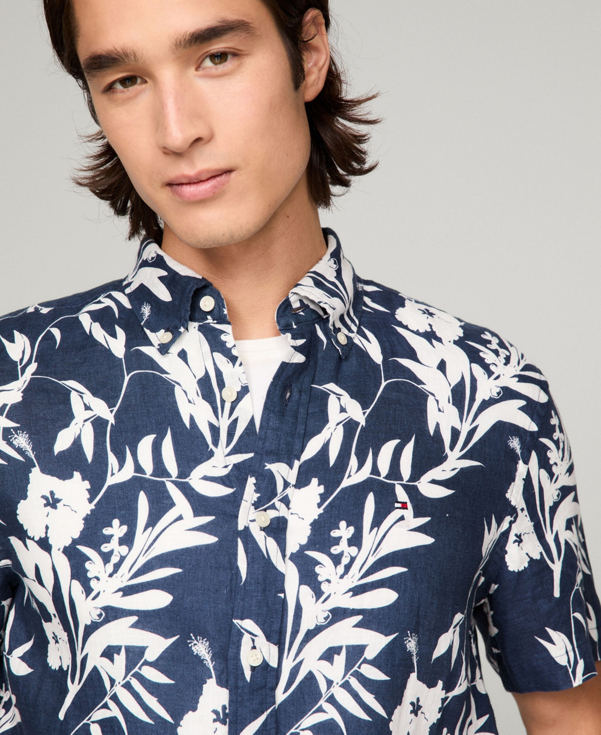 Tommy Hilfiger Tropical Print Shirt Navy In Blue