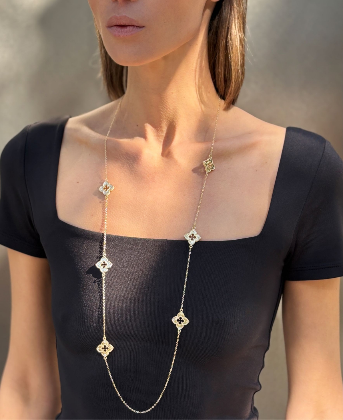 Adornia Gold Plated 36" Clover Station Necklace In Gold
