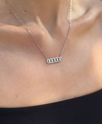 Adjustable Cultivated Pearl Pave Bar Necklace