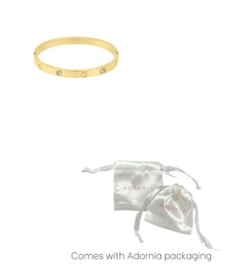 Tarnish Resistant Cubic Zirconia and Clover Bangle Bracelet