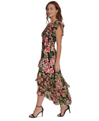 Women's Printed Empire-Waist Ruffle-Sleeve Dress