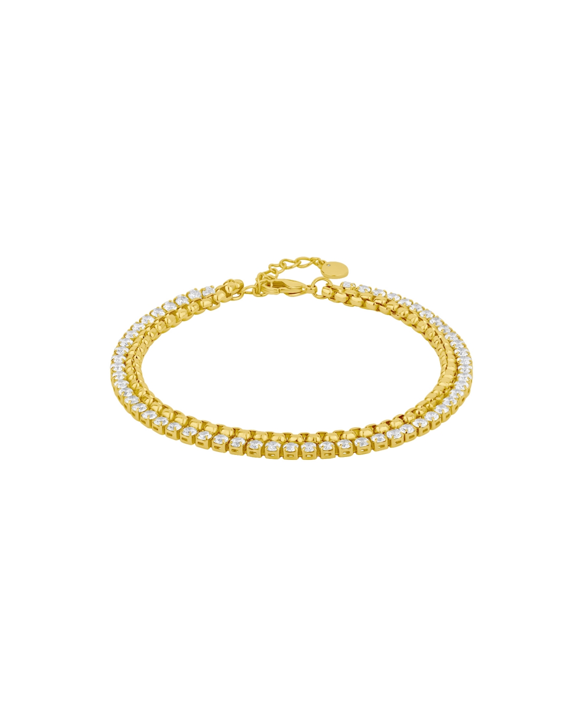 Cubic Zirconia Double Strand Chain Bracelet - Silver
