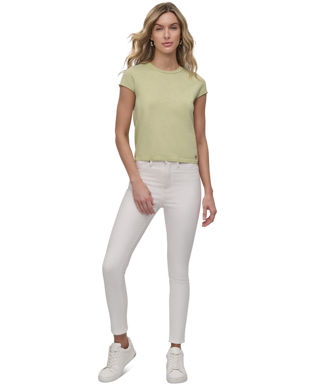 DKNY JEANS WOMEN'S CAP-SLEEVE CREWNECK TEE 