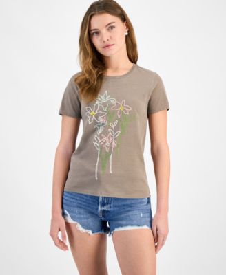 Lucky Brand - Women's Embroidered Floral Classic Crewneck T-Shirt