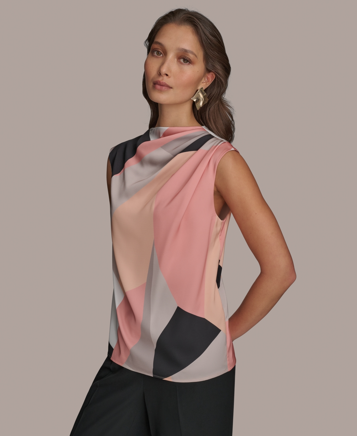Shop Donna Karan Women's Sleeveless Printed Top In Spring Melon Mlt