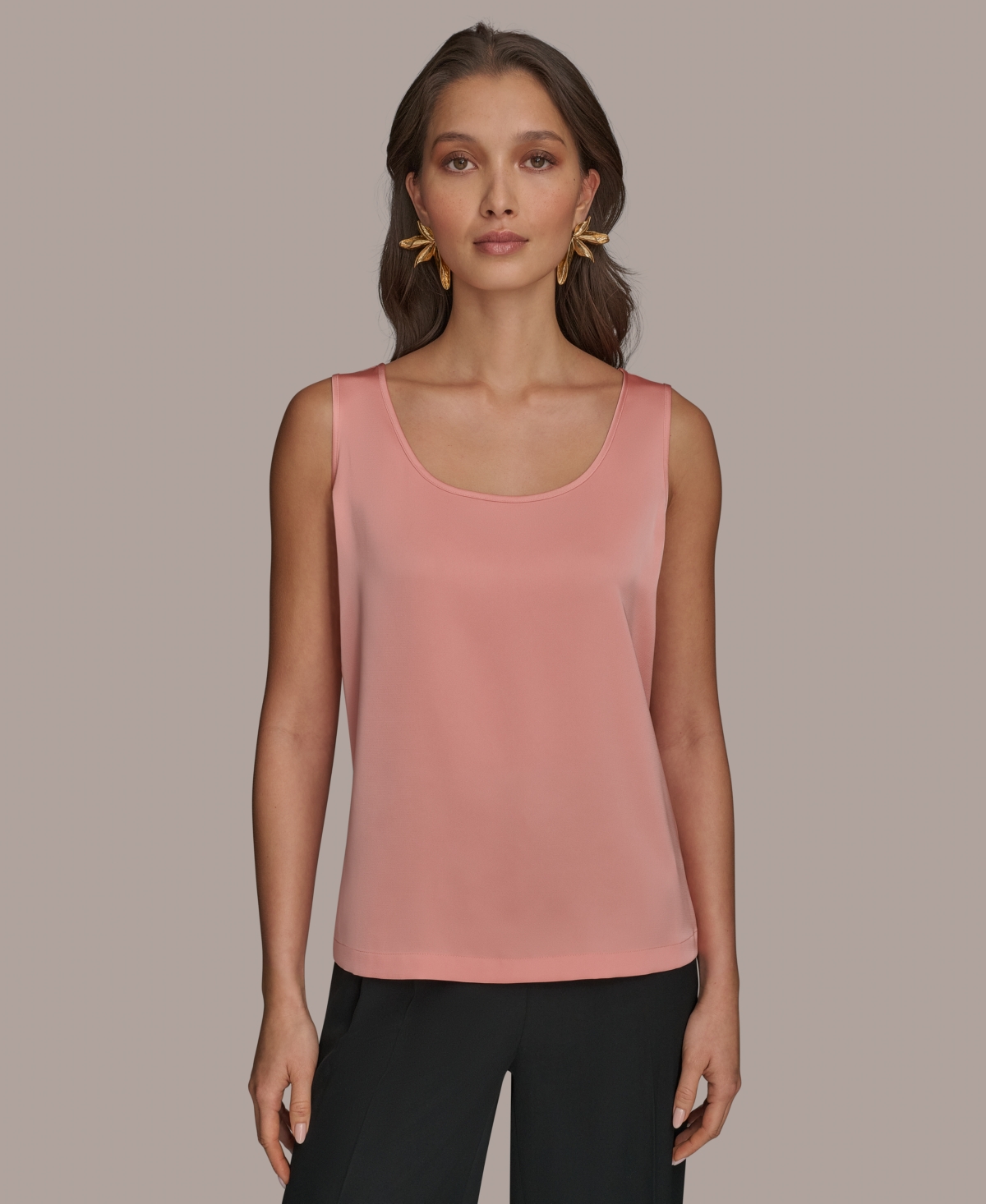 Women's Scoop-Neck Satin Tank Top - Apricot