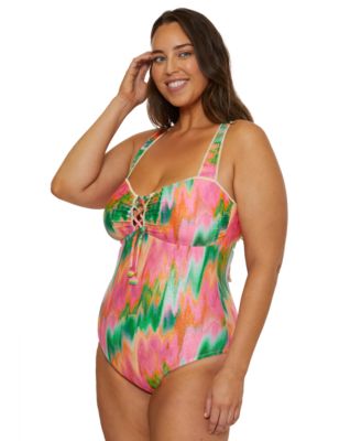 Plus Size Mirage Lace-Up One-Piece Swimsuit