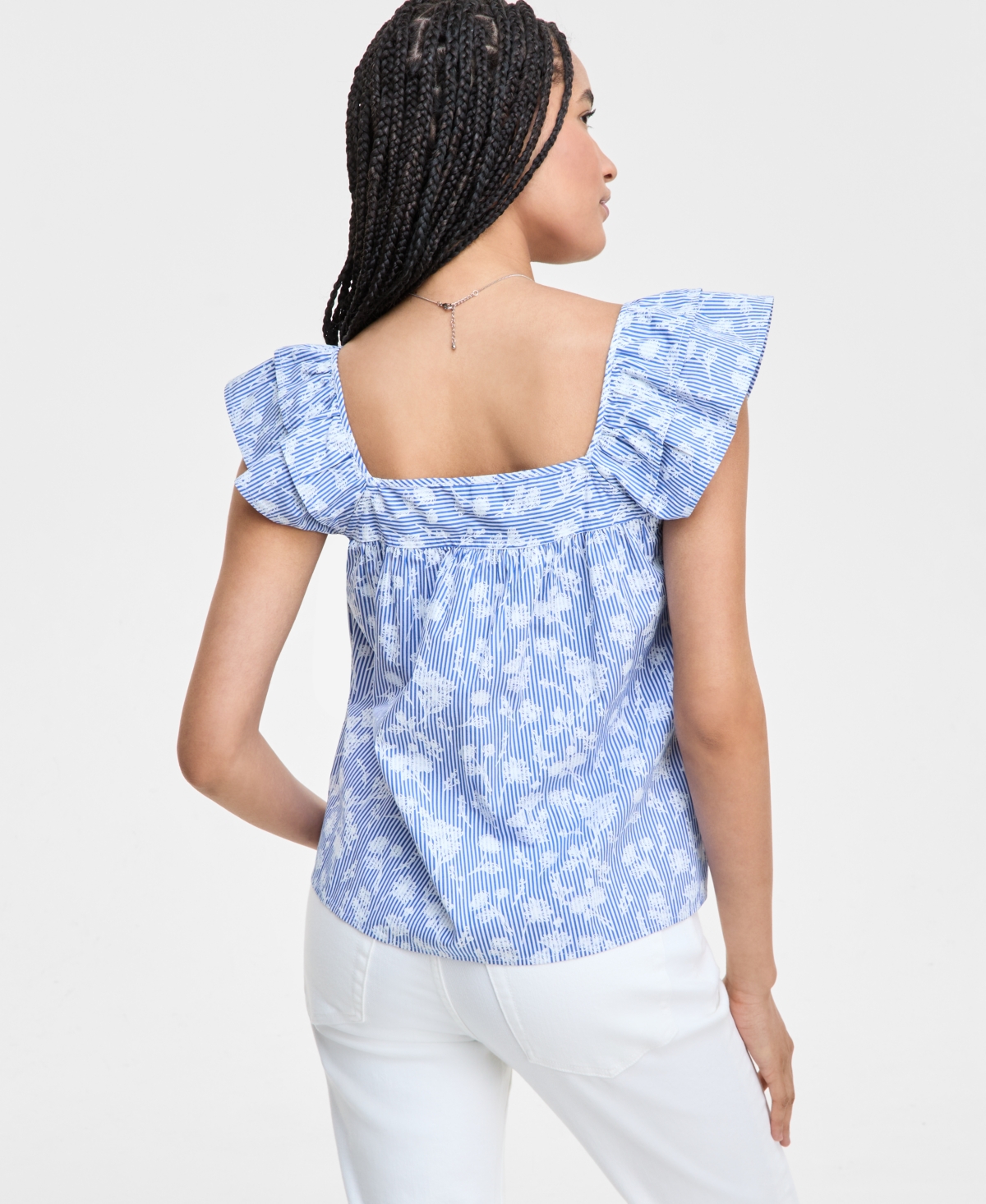 Liverpool Los Angeles The Keeper Cuffed Boyfriend Jeans In Blue,white Floral Stripe