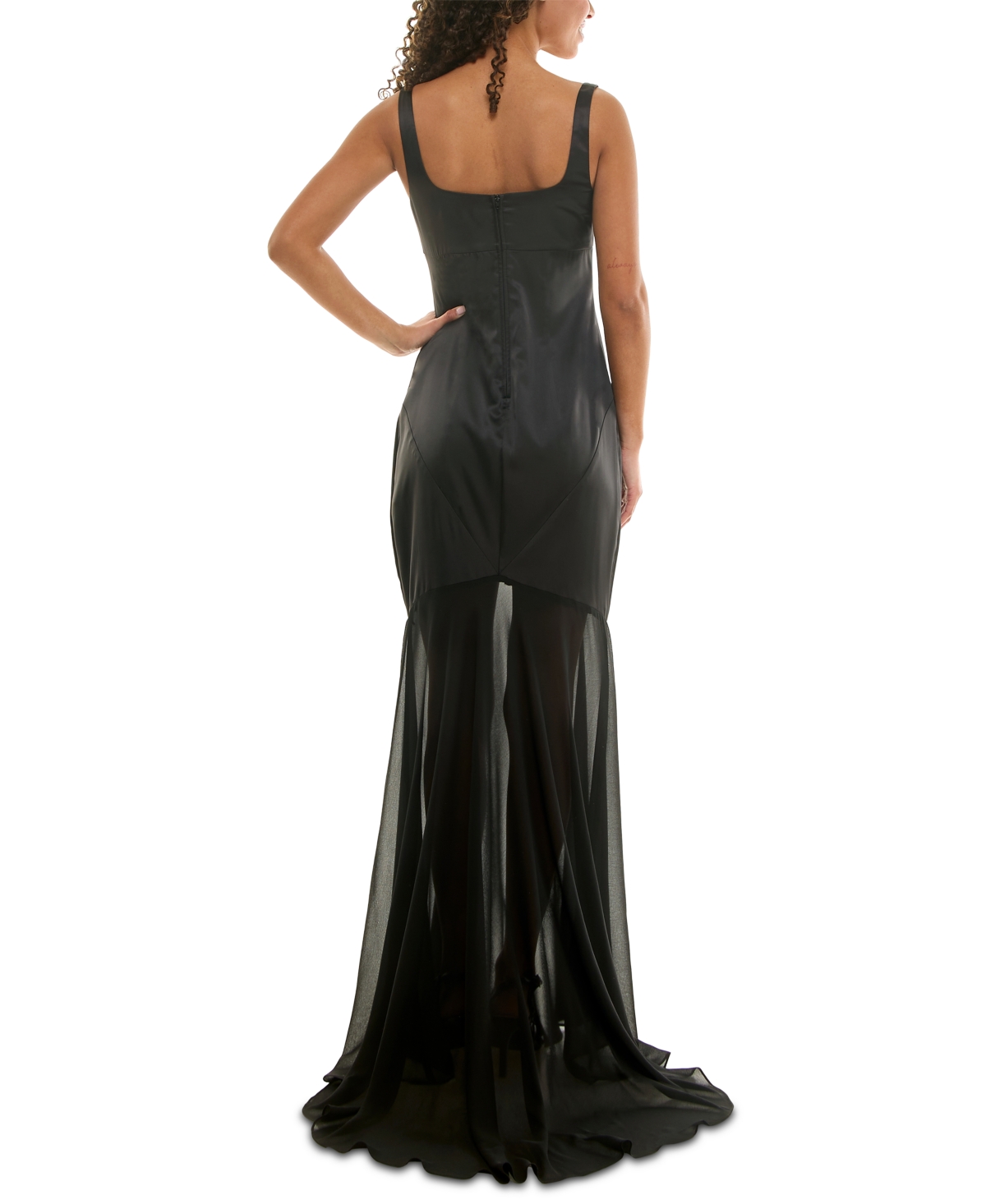 Alex & Sophia Juniors' Chiffon-bottom Gown In Black