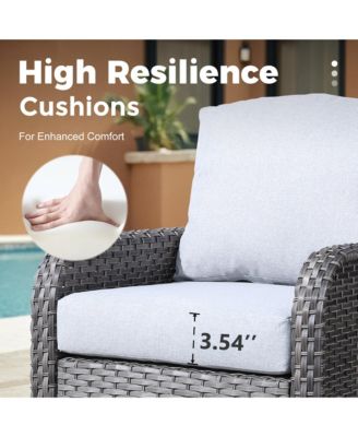 4 Pieces Patio Fruniture Set,Outdoor Wicker Sofa with Outdoor Wicker Sofa with Chairs,Coffee Table,High Back Loveseat with Thickened Cushion