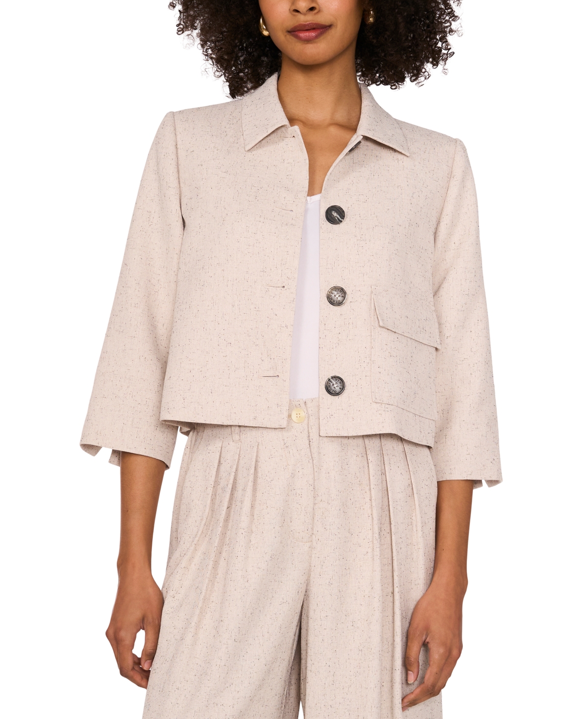 Vince Camuto Women's Button-front 3/4-sleeve Jacket In New Ivory