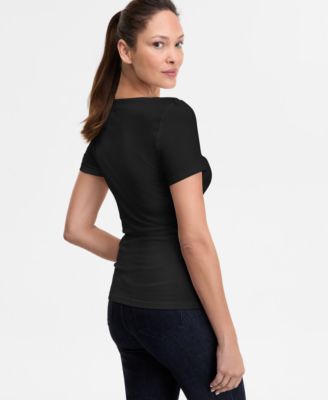 Women's Short Sleeve Asymmetric-Neck Top