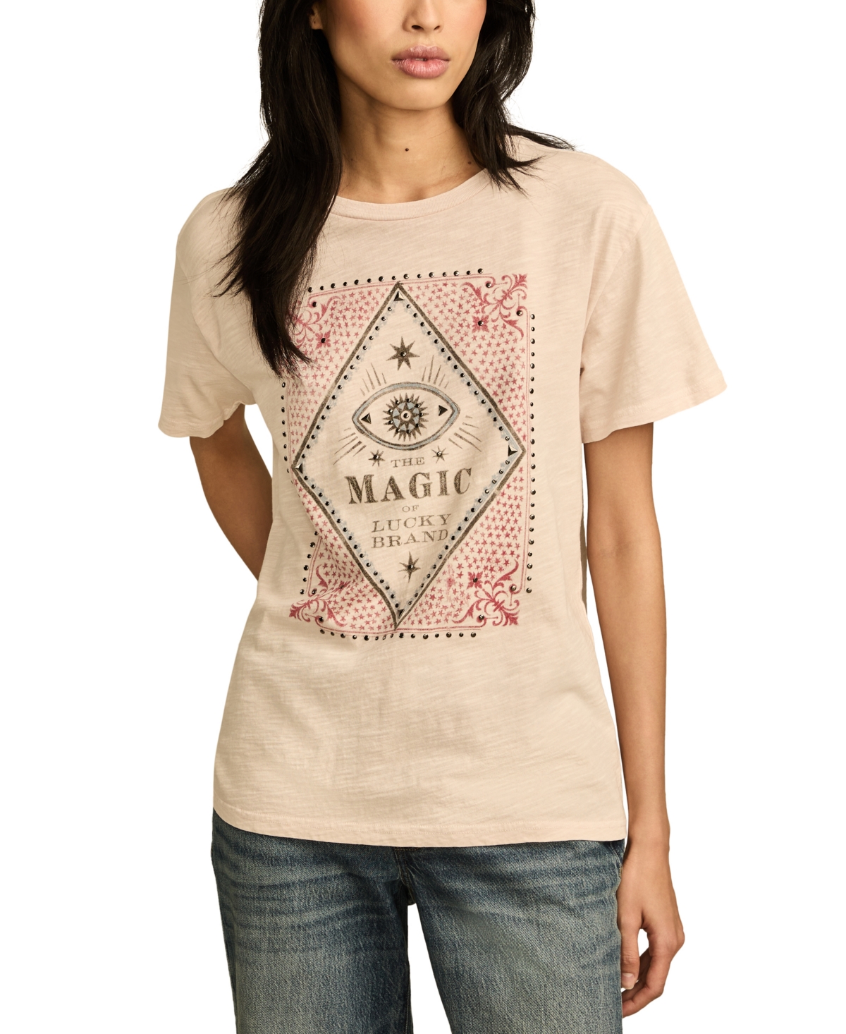 Women's Magic Eye Boyfriend Tee - Peach Blush