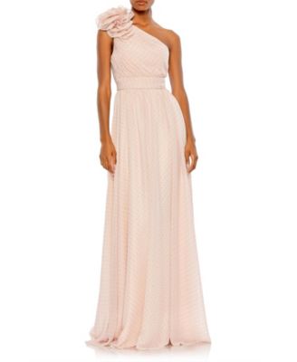 Women's Polka Dot Ruffled One Shoulder Gown