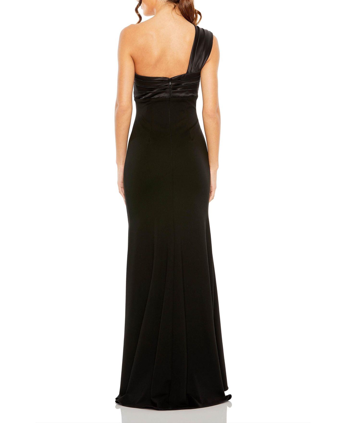 Женские платья Mac Duggal One Shoulder Draped Trumpet Gown, цвет: Чёрный — фото 6