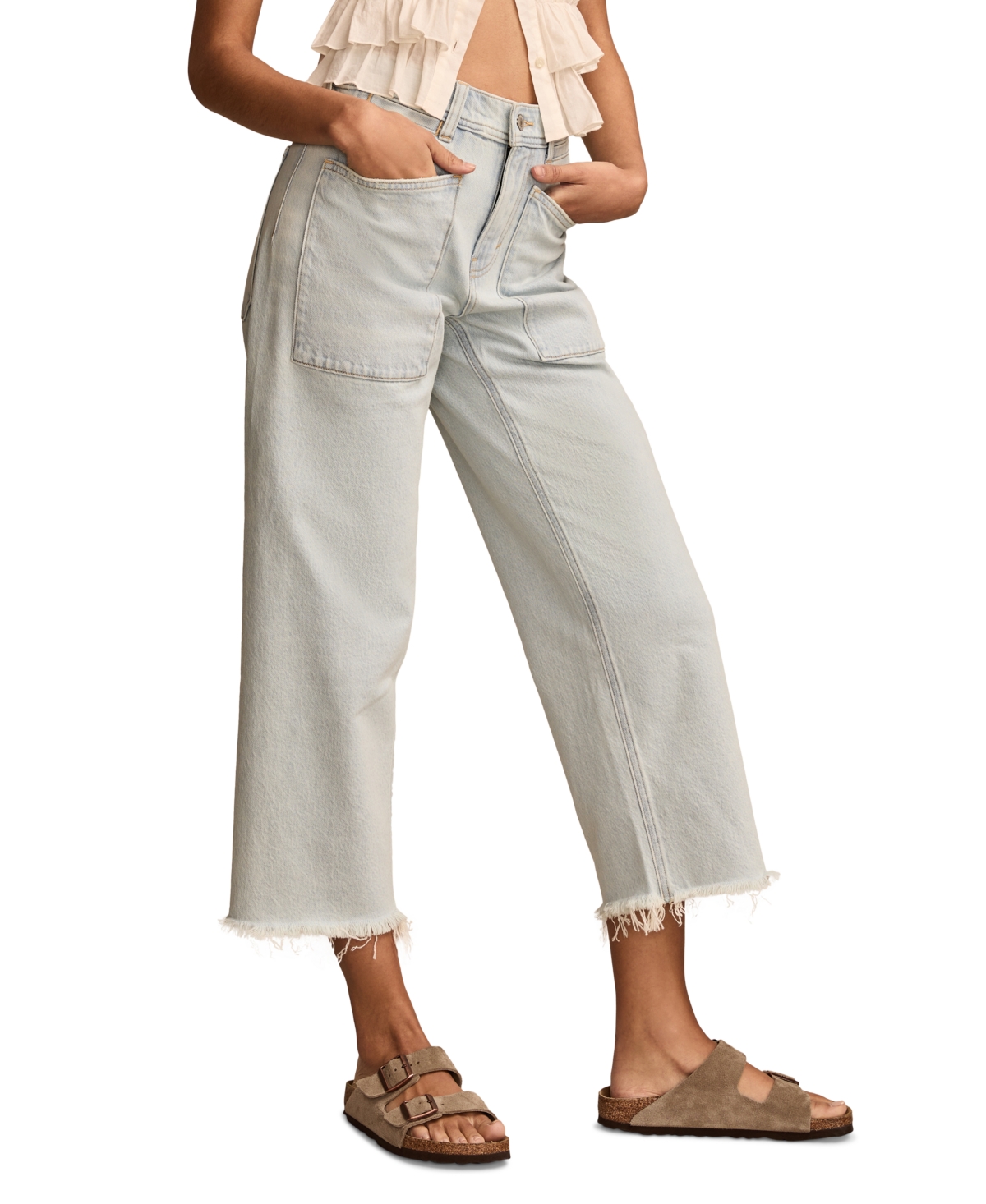 LUCKY BRAND WOMEN'S HIGH-RISE CROPPED WIDE-LEG JEANS 