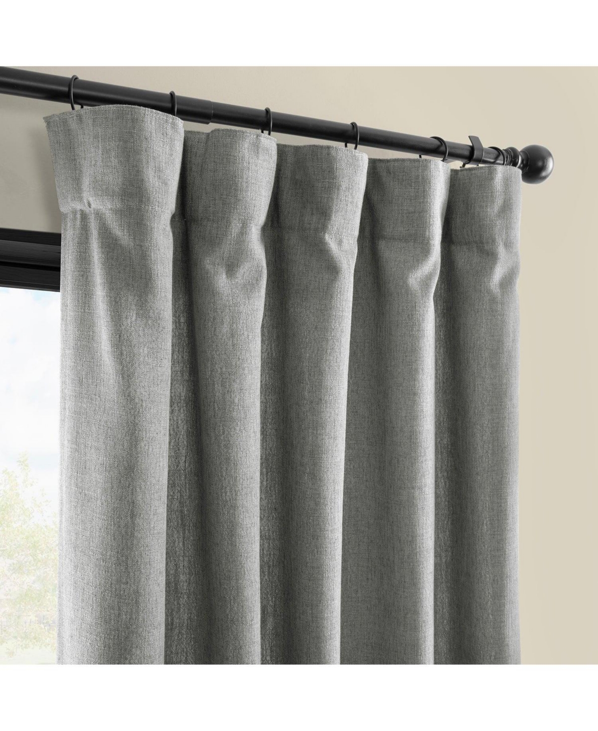HALF PRICE DRAPES LIGHT GREY SIMPLY FAUX LINEN LIGHT FILTERING CURTAIN PAIR (2 PANELS) 