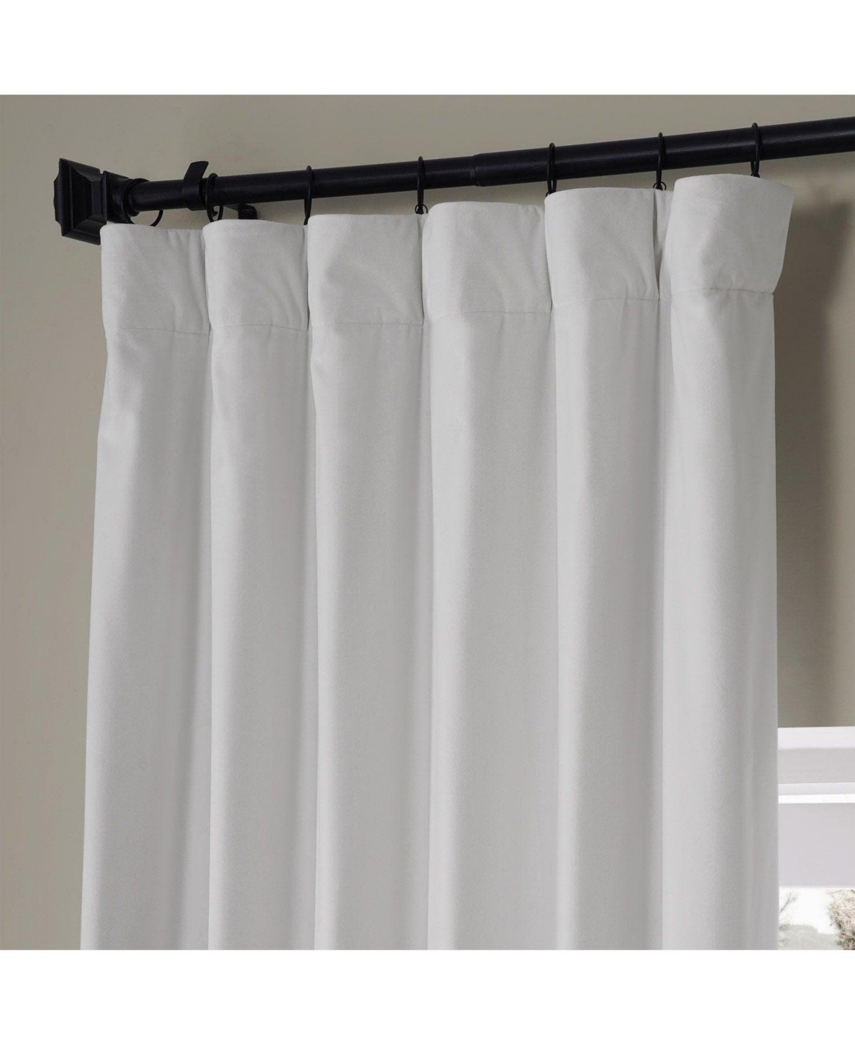 HALF PRICE DRAPES MISTY WHITE SIGNATURE PLUSH VELVET HOTEL BLACKOUT CURTAIN 