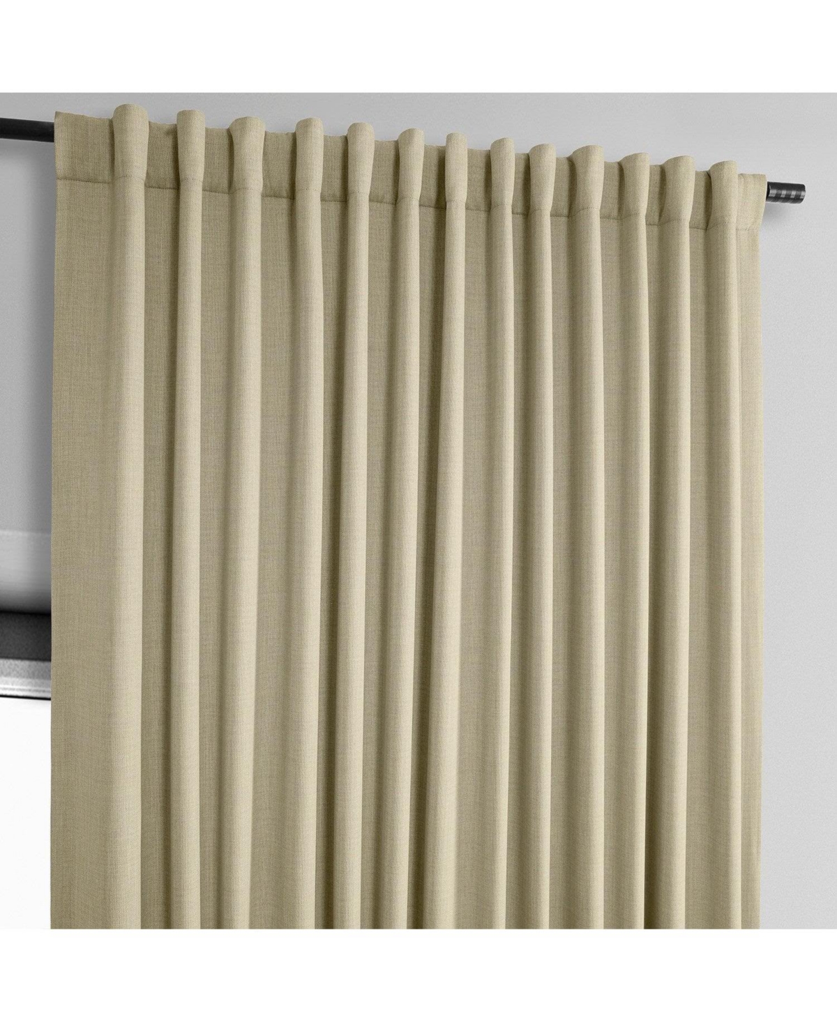Half Price Drapes Thatched Tan Extra Wide Textured Faux Linen Room Darkening Curtain In Beige,tan