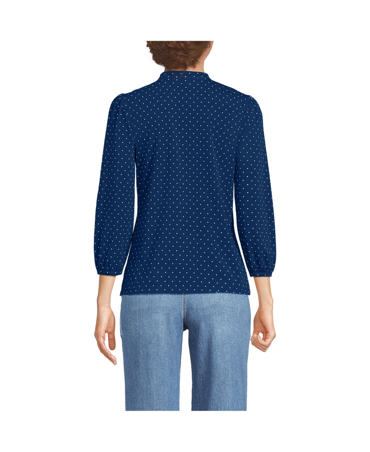 Lands' End Women's Lightweight Jersey Button Pintuck Top