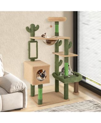 59'' Cactus Cat Tree for Indoor Cats w/ Sisal Scratching Posts & Board Condo