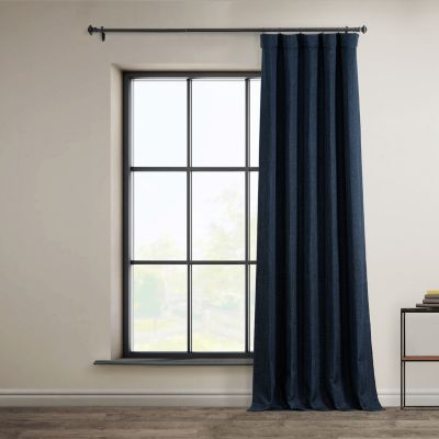 Textured Faux Linen Room Darkening Curtain